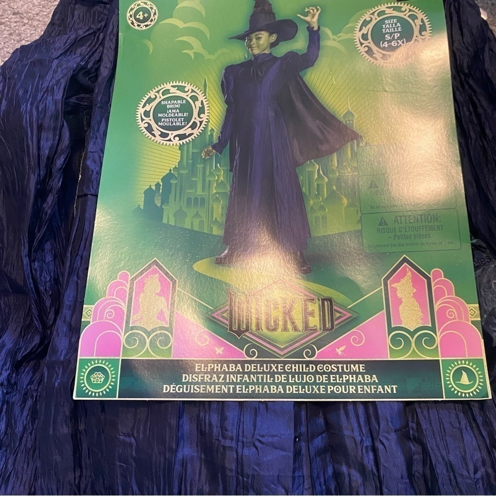 Wicked Elphaba Costume NEW Small 4-6X Kids Witch Black Hat Dress